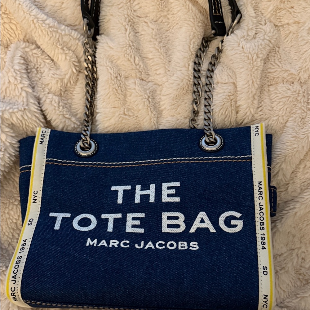 Marc Jacobs Denim Blue Tote with Chain Handles